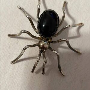 Silver and Black Spider Brooch